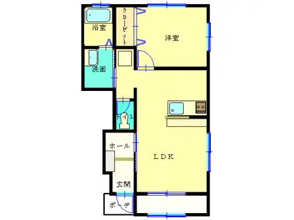 イーストコートC棟(1LDK/1階)の間取り写真