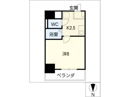 ヒルズ千種(1K/5階)の間取り写真