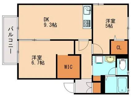 ディアス木の花(2DK/1階)の間取り写真