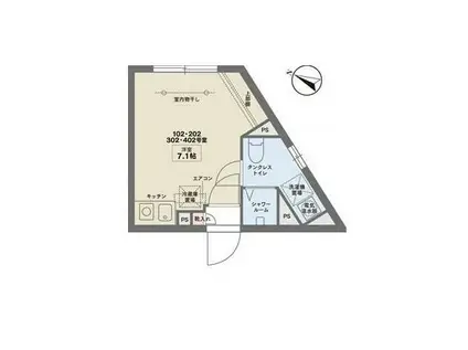 COCOFLAT池袋II(ワンルーム/4階)の間取り写真