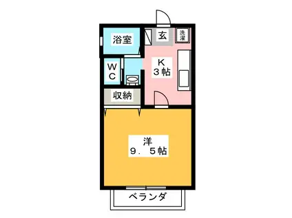 ユニコーンY(1K/1階)の間取り写真