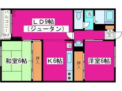  札幌セブンハイツ (2LDK/2階)の間取り写真