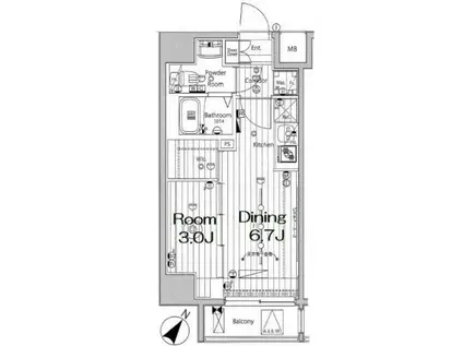 メイクスデザイン川崎III(1DK/9階)の間取り写真