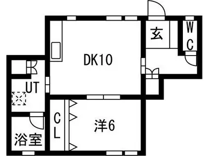 北8東1アパート(1LDK/2階)の間取り写真
