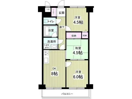 ライオンズプラザ相模大野2番館(3DK/3階)の間取り写真