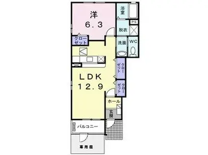 ライフステージ ウエスト(1LDK/1階)の間取り写真