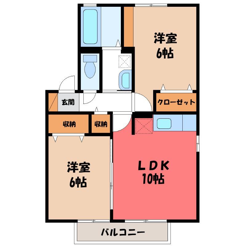 メルヴェイユB(2LDK/2階)の間取り写真