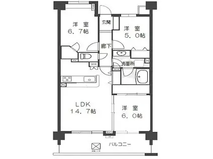 ライオンズガーデンテラス鎌倉山崎(3LDK/3階)の間取り写真