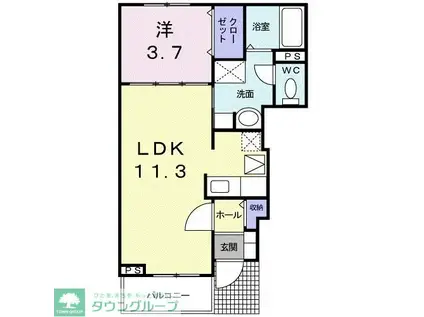 ルストパラディII(1LDK/1階)の間取り写真