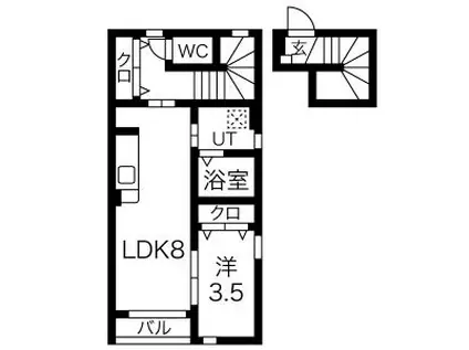 オーズコート(1LDK/2階)の間取り写真