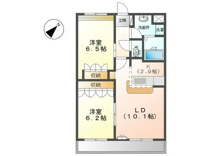 ラ・ウィンクル(2LDK/2階)の間取り写真