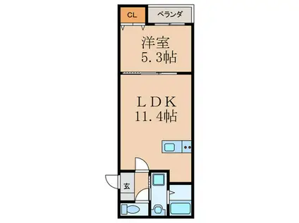 BRAVE BASE行橋(1LDK/2階)の間取り写真