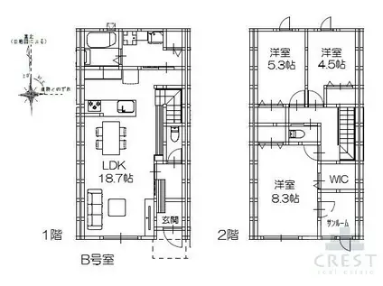 グランメゾンクレスト三吉I(3LDK/1階)の間取り写真