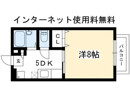 北白川ハイツ(1K/2階)の間取り写真