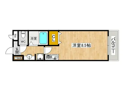 ハピネス大屋町(1K/3階)の間取り写真