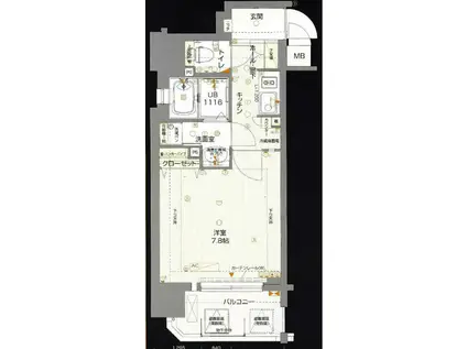 エイペックス大阪城西(1K/9階)の間取り写真