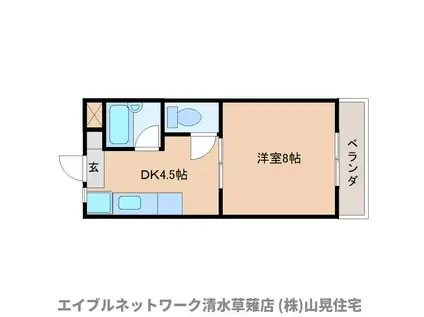 ヒルサイド(1DK/3階)の間取り写真