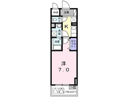 カデュウ(1K/4階)の間取り写真