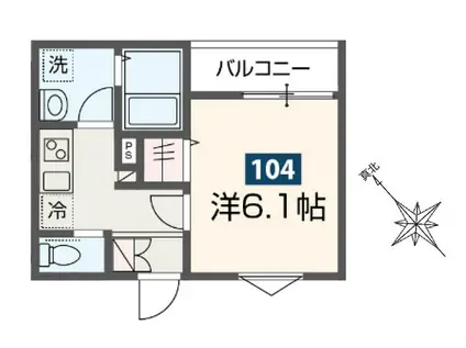 MELDIA西浦和III(1K/1階)の間取り写真