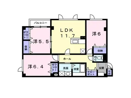 ジェルメイースト(3LDK/1階)の間取り写真