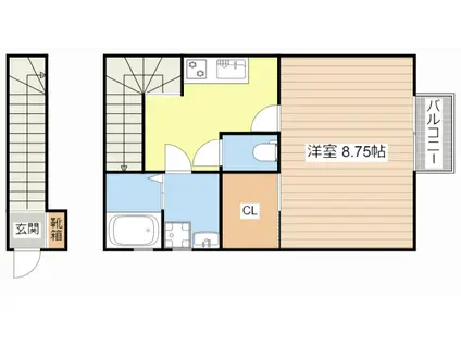メゾンソラール(1K/2階)の間取り写真