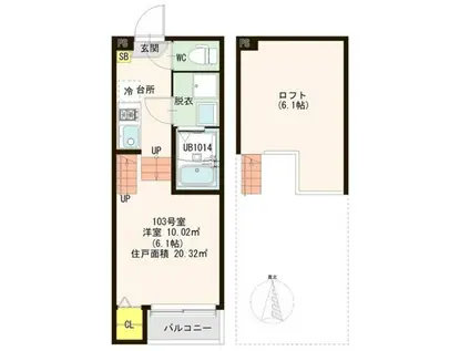 コルザ福住(1K/1階)の間取り写真