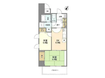 パロス美野島(2DK/3階)の間取り写真