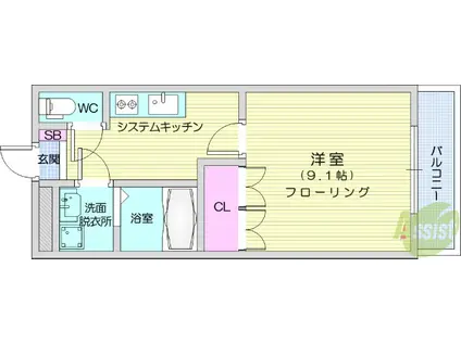 ルミナスハイム壱番館(1K/1階)の間取り写真