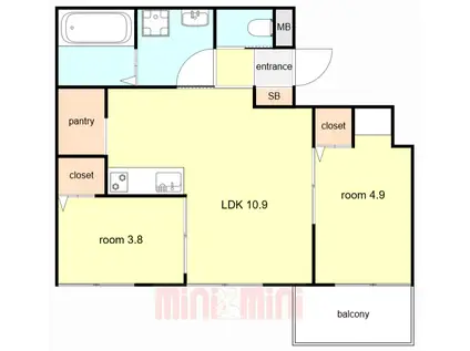 ビタミンテラス明石大久保(2LDK/3階)の間取り写真