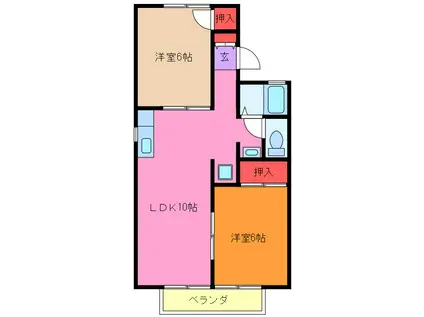 マルハン新取手B(2LDK/2階)の間取り写真