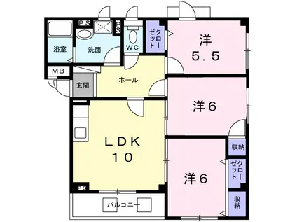 プランドールヒロ(3LDK/3階)の間取り写真