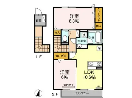 アイリスA(2LDK/2階)の間取り写真