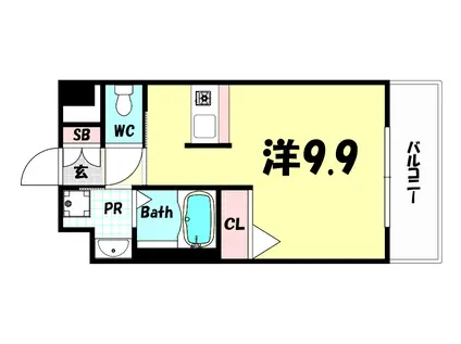 PRESSANCE神戸みなと元町(1K/6階)の間取り写真