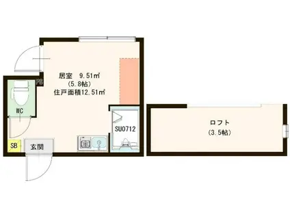 キャラット小岩(ワンルーム/1階)の間取り写真