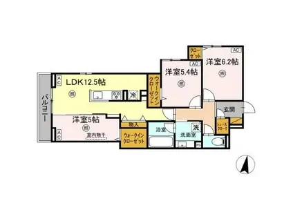 ベルニー太田(3LDK/3階)の間取り写真