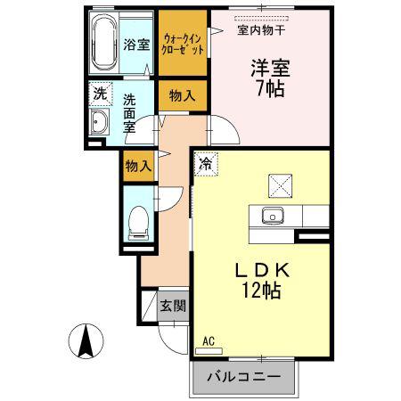 セジュール宗方(1LDK/1階)の間取り写真