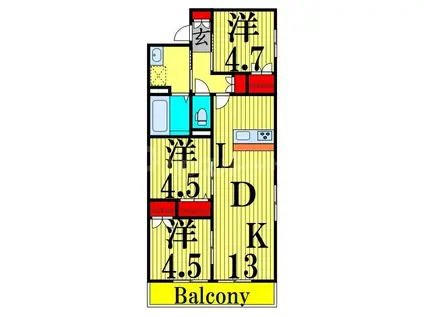 WARMER ORT(3LDK/3階)の間取り写真