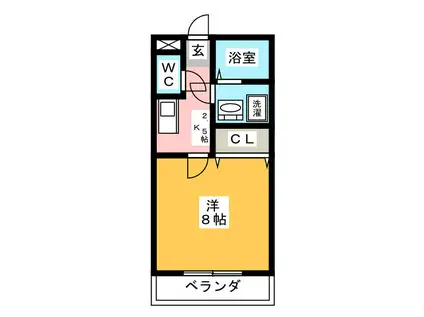 エルレーブII(1K/1階)の間取り写真