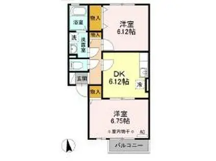 セブンヒルズガーデン(2DK/2階)の間取り写真