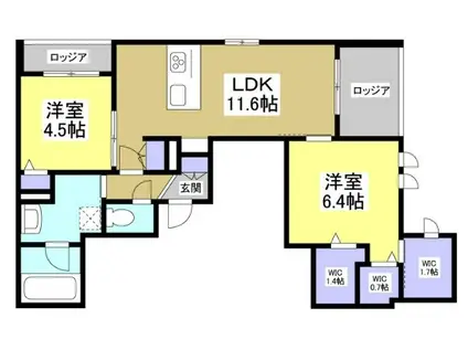 レジデンスリノア(2LDK/2階)の間取り写真