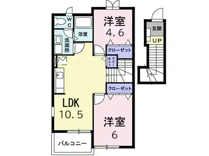 サニープレイスB(2LDK/2階)の間取り写真