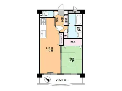 ウィスタリアサワハンW (1LDK/2階)の間取り写真