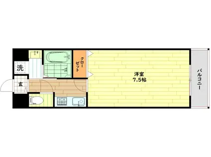 ディーアリヴィオセンバヤシ(1K/6階)の間取り写真