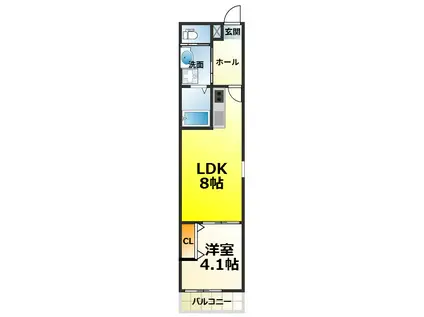 KS ノース PLASE(1LDK/2階)の間取り写真