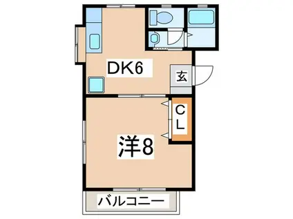 コーラルマチ(1DK/2階)の間取り写真