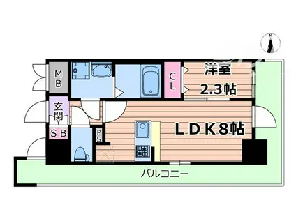 ソルテラスOSAKA千里丘駅前(1LDK/4階)の間取り写真