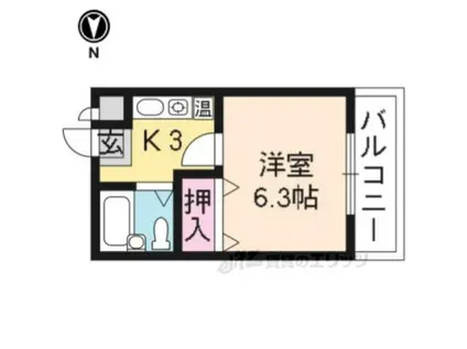 AN北白川(1K/1階)の間取り写真