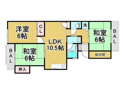 泉本ハイツ(3LDK/1階)の間取り写真
