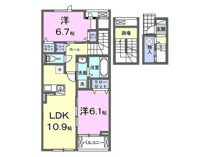 ヴィラ デ オーブVI(2LDK/3階)の間取り写真