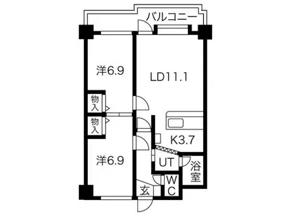ハイツサン(2LDK/5階)の間取り写真